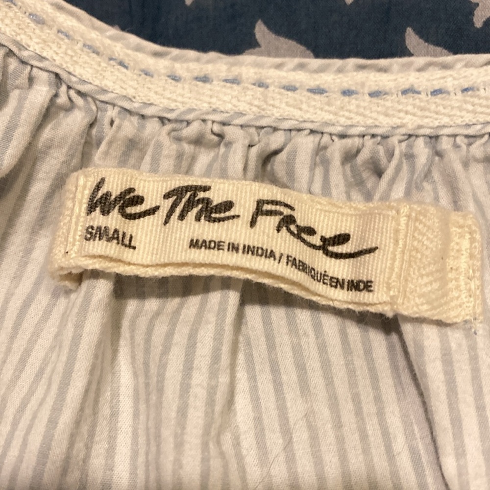 We The Free Light Blue Striped Button-Down Peasant Shirt - Picture 4 of 7